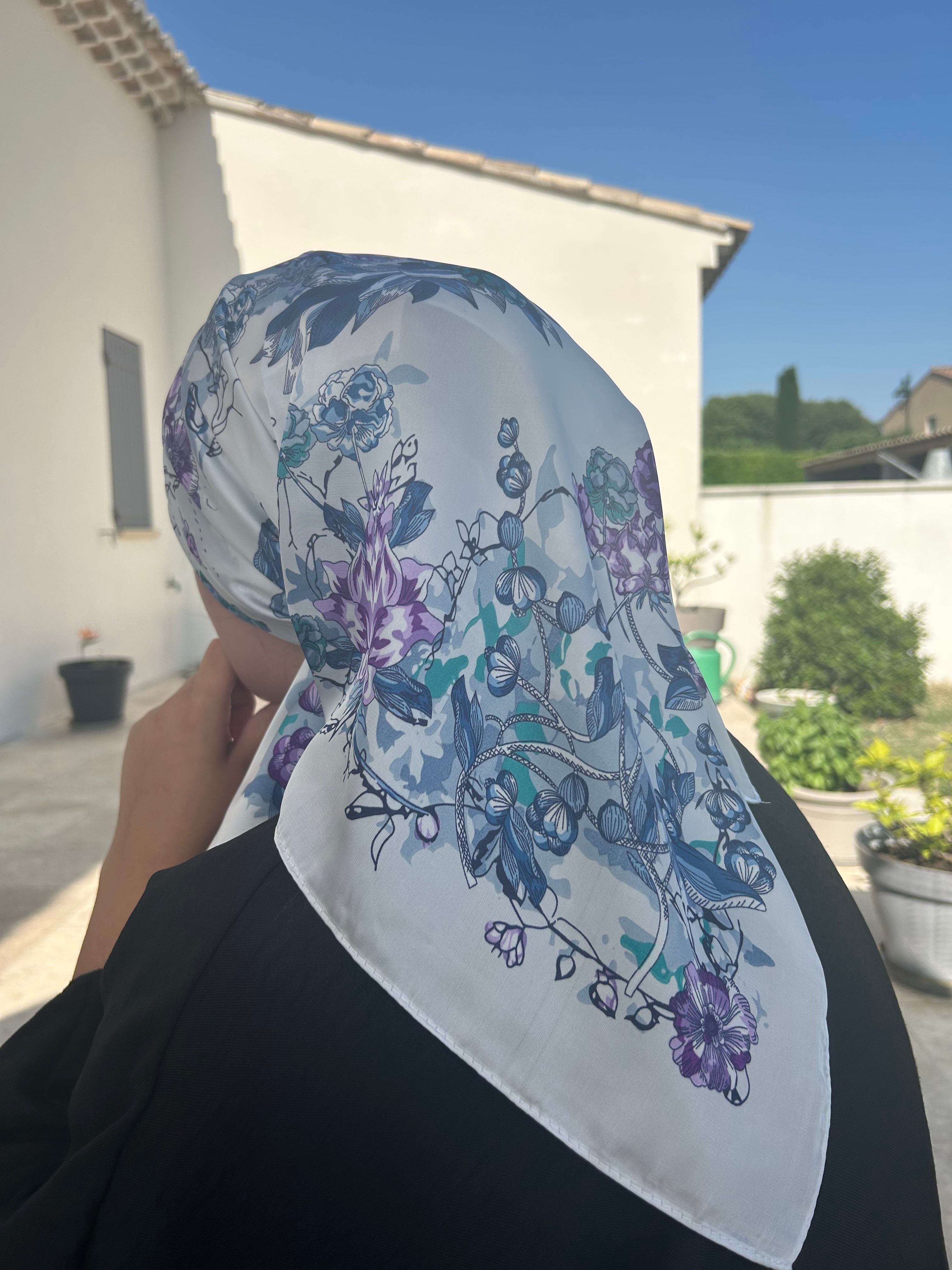 carré de soie mini - bleu/violet