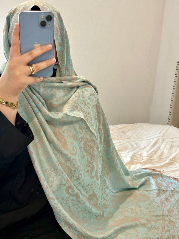 Pashmina réversible - bleu/rose gold