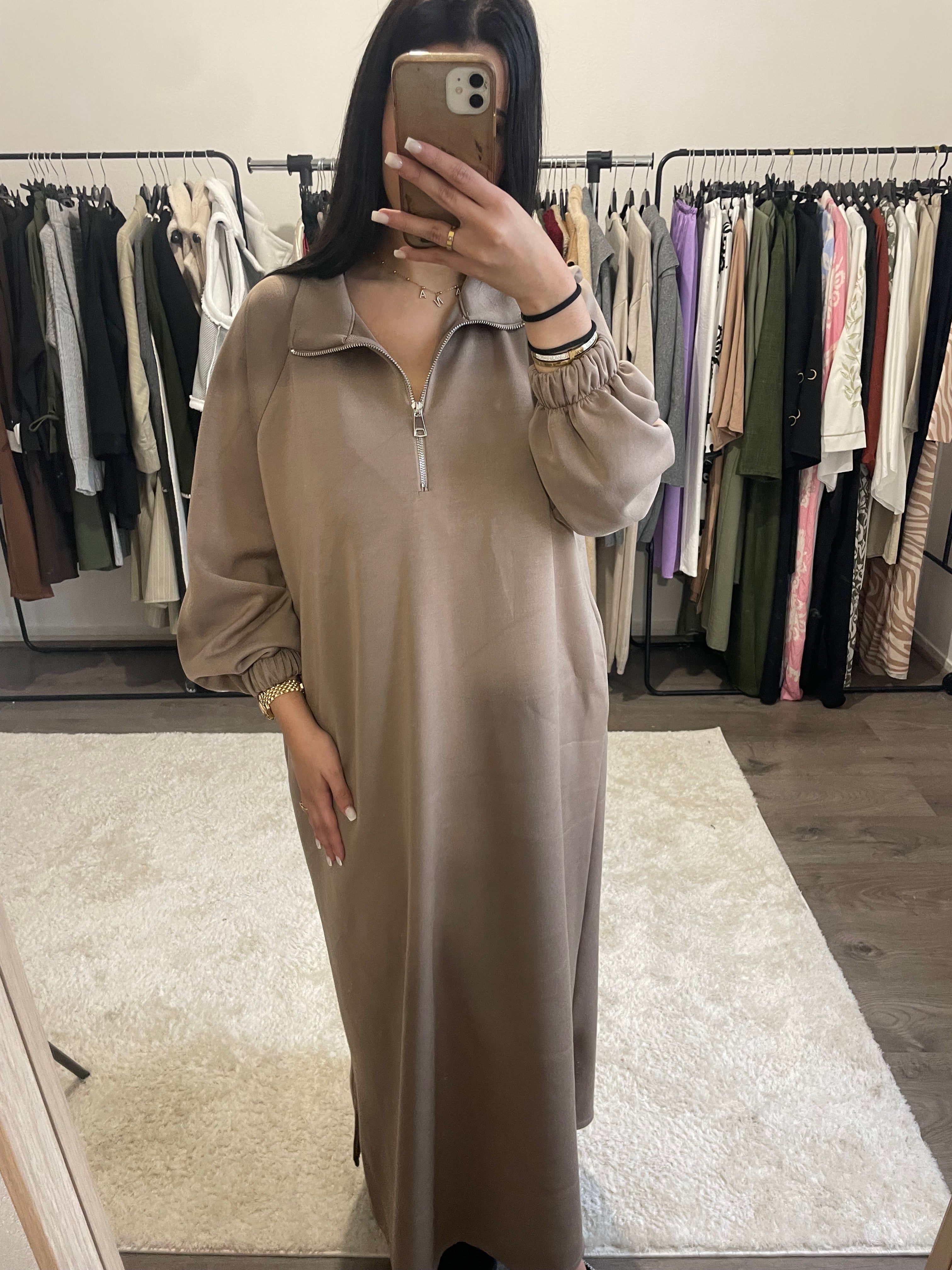 Robe pull ZIP - taupe
