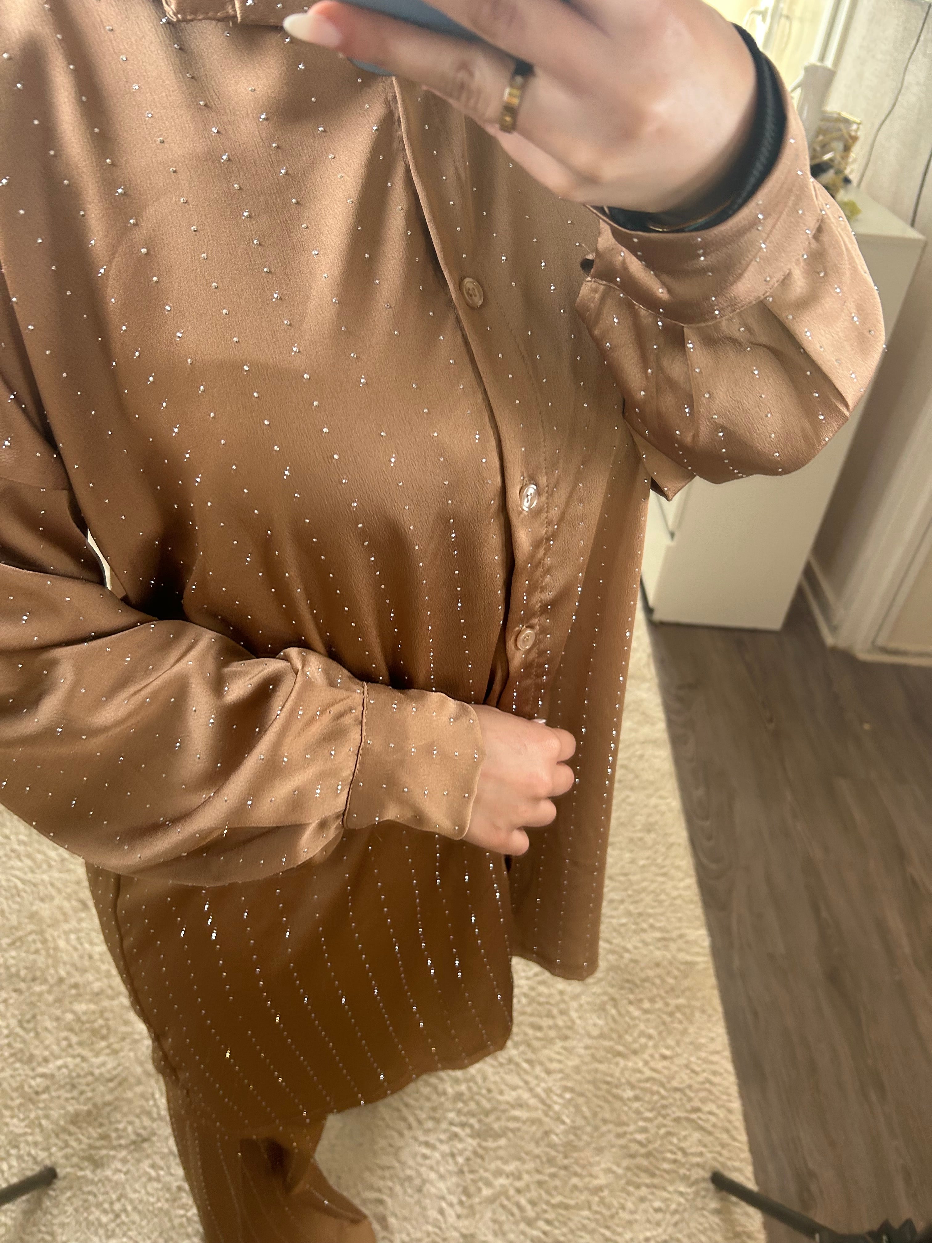 Ensemble à strass marron