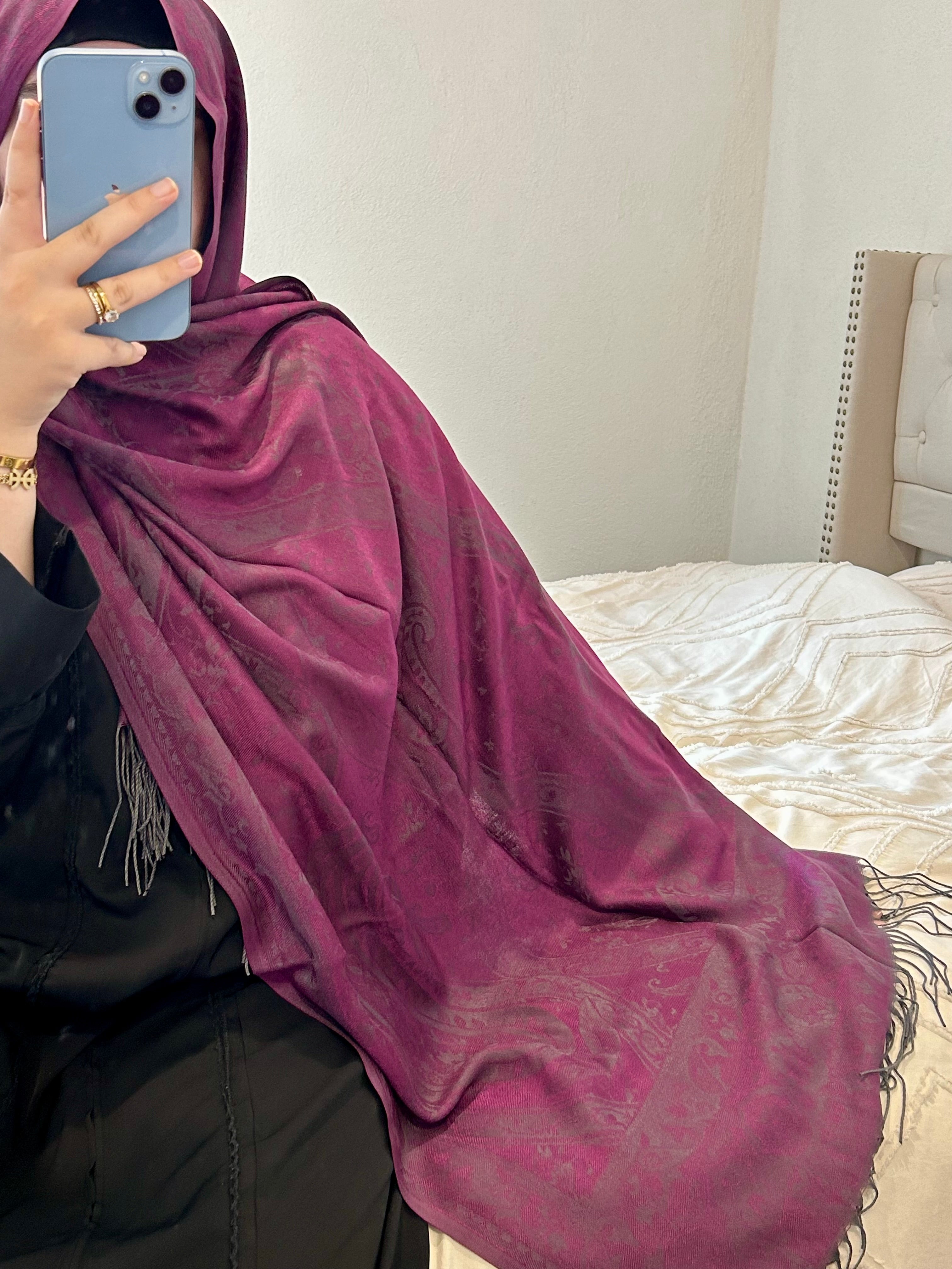 Pashmina réversible - violet/anthracite