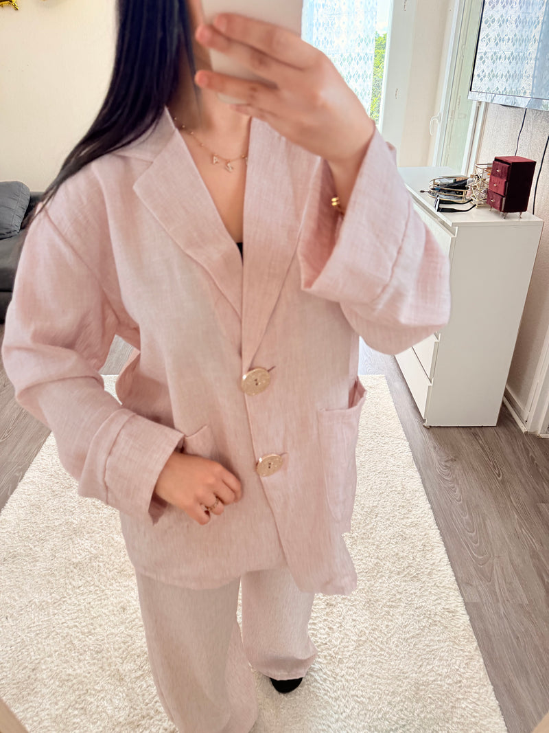 Ensemble blazer en lin - baby pink
