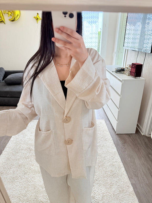 Ensemble blazer en lin - beige
