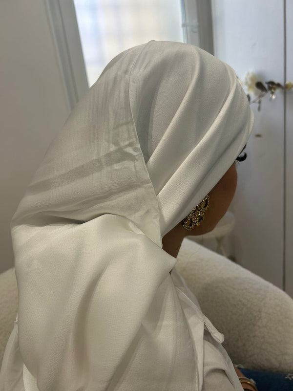 carré de soie uni moyen - blanc