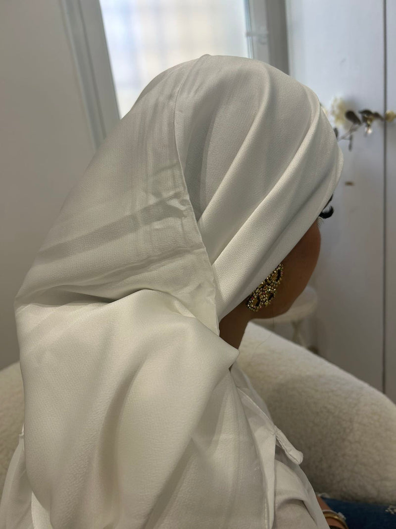 carré de soie uni moyen - blanc