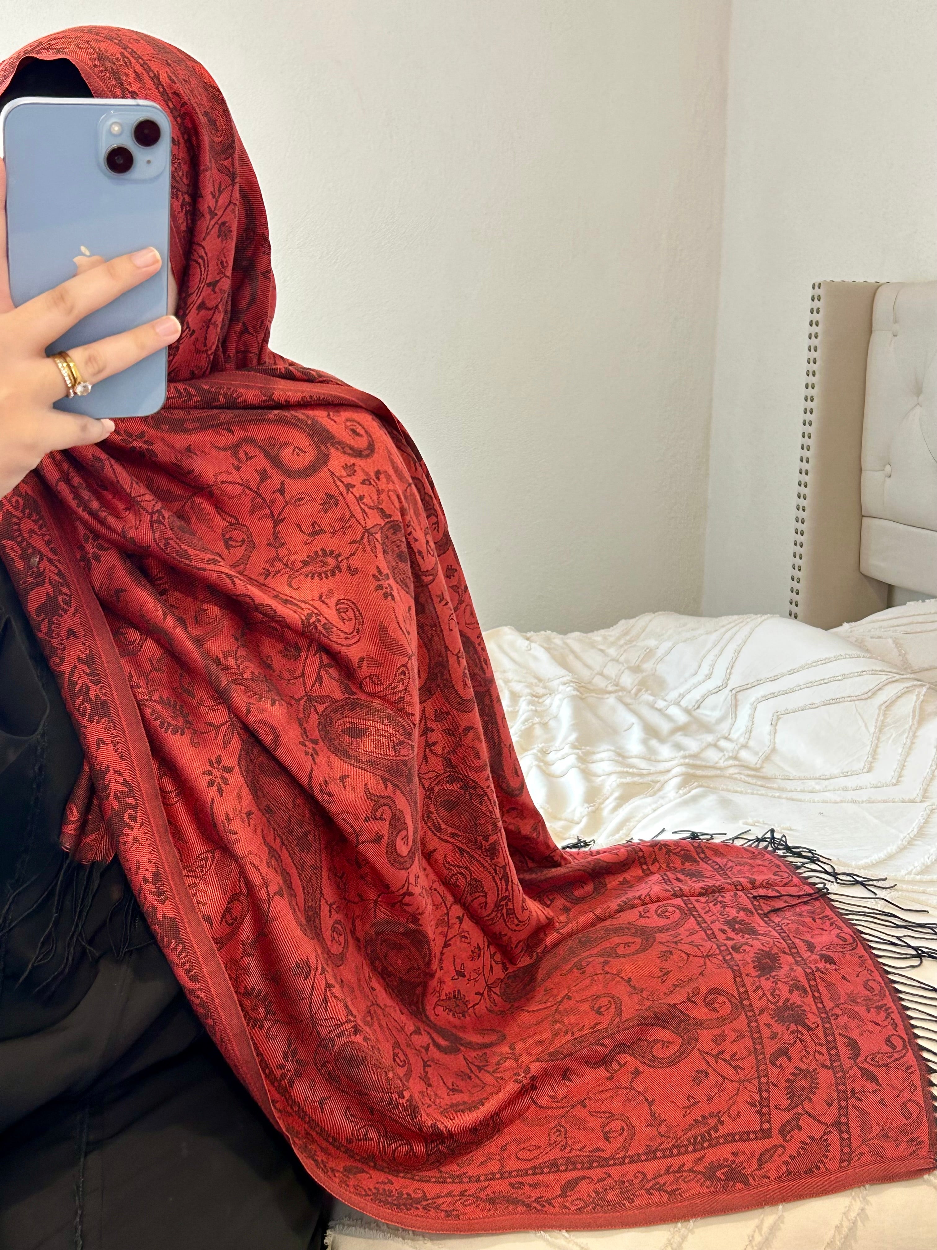 Pashmina réversible - rouge/noir