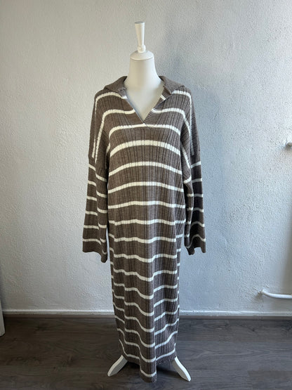 Robe pull à rayures taupe