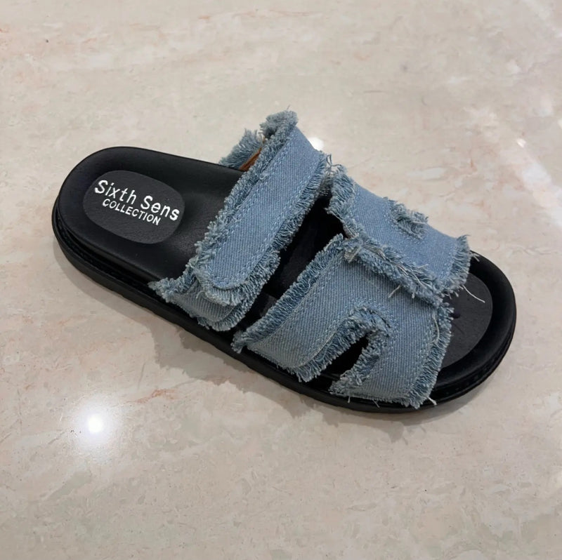 Claquettes en jean - bleu