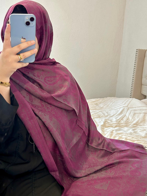 Pashmina réversible - violet/anthracite