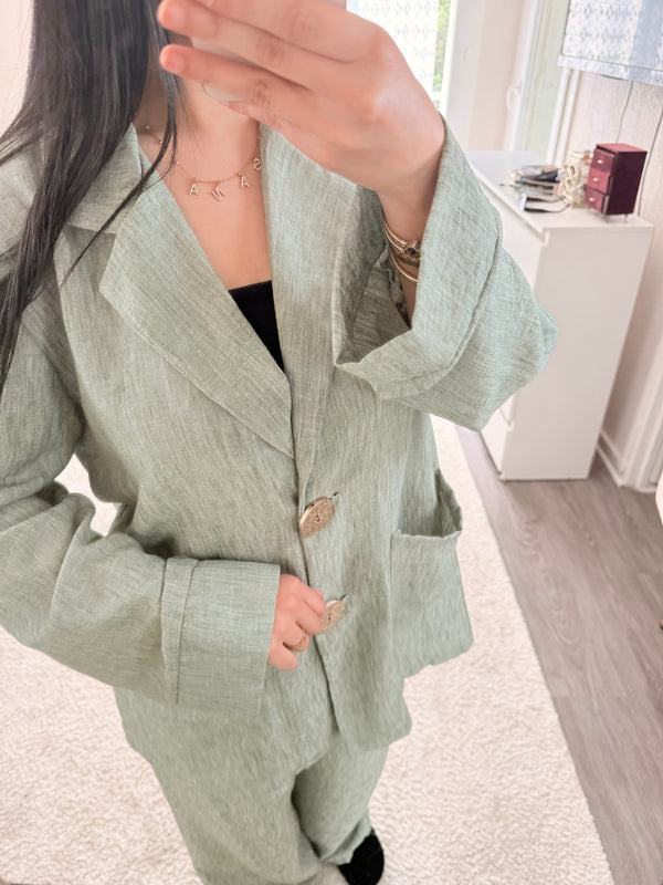 Ensemble blazer en lin - kaki