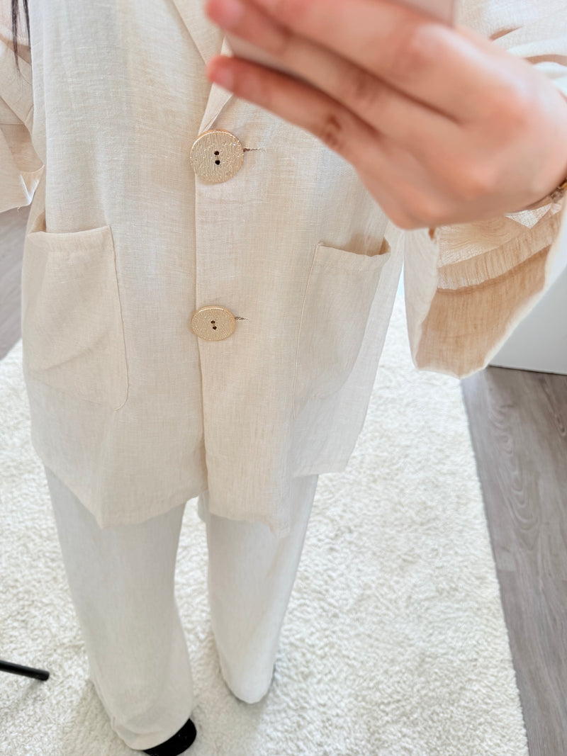 Ensemble blazer en lin - beige
