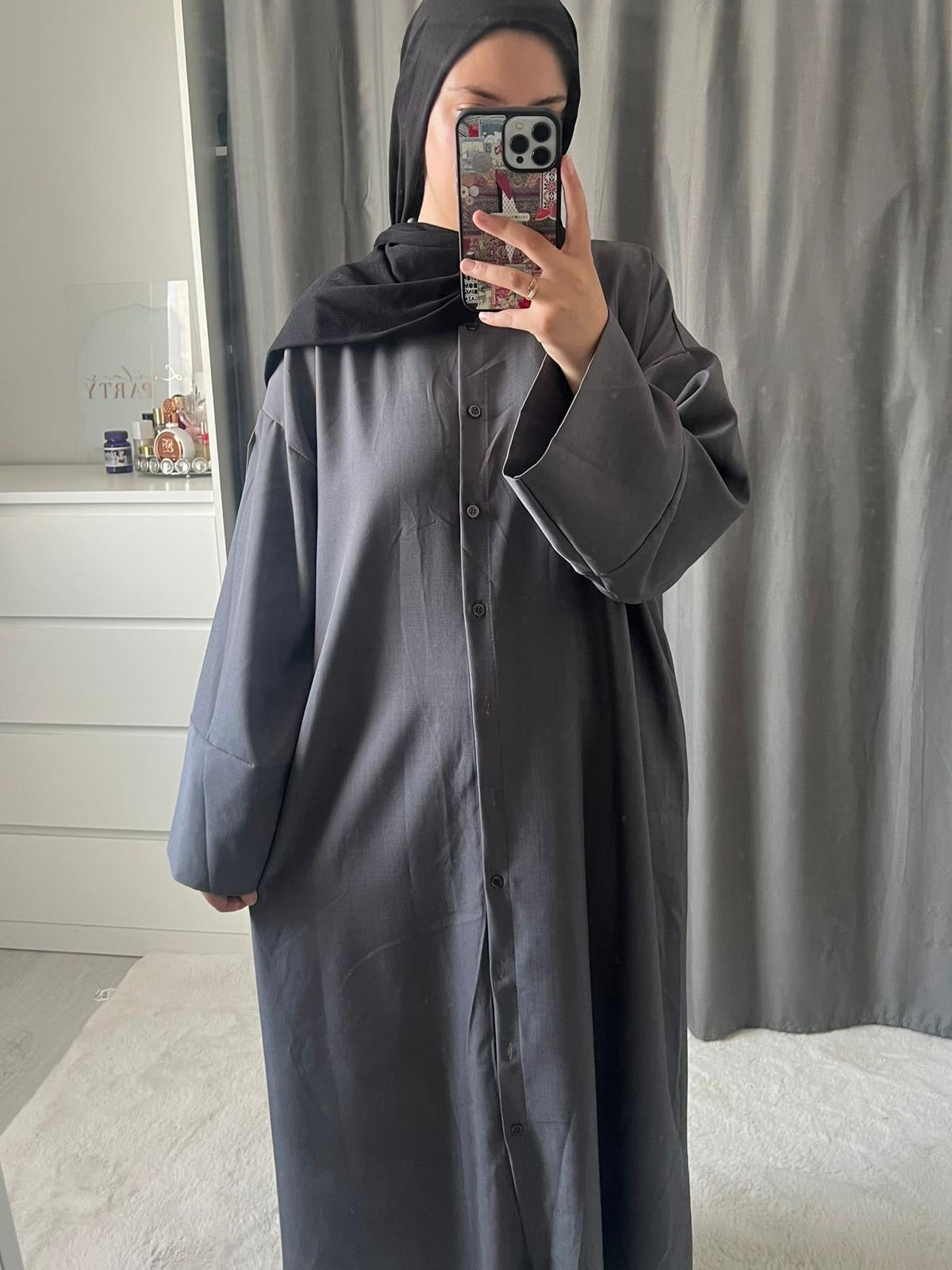 Robe chemise - gris anthracite