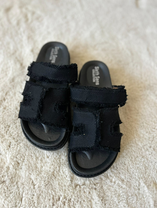 Claquettes en jean - noir