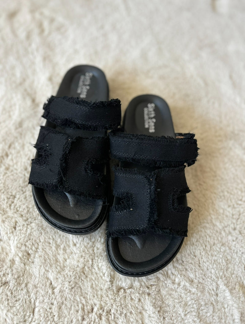 Claquettes en jean - noir